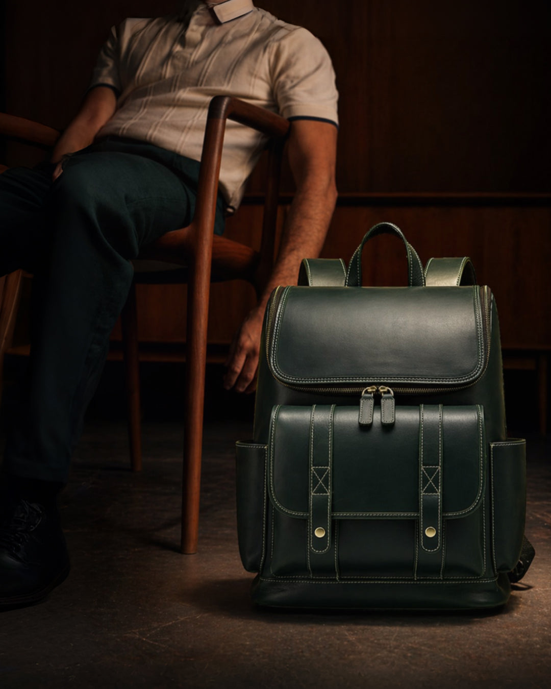 Vintage Leather Travel Backpack